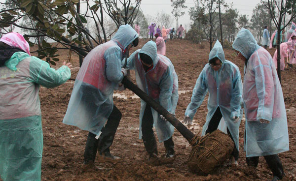 院团委组织学生干部参加义务植树活动
